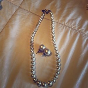 Faux Pearl earrings and necklace